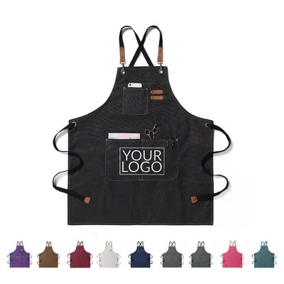 Cotton Canvas Chef Aprons With Large Pockets
